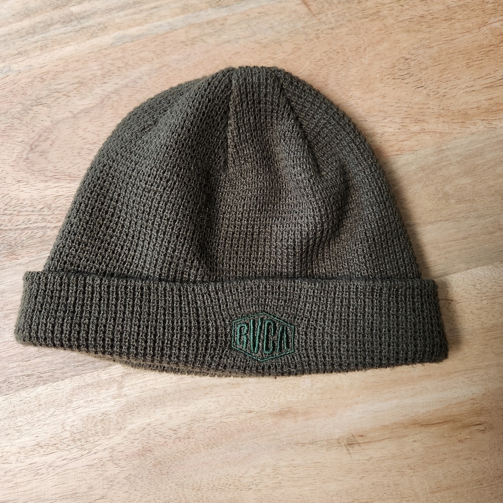 RVCA Olive Green Beanie Waffle Knit